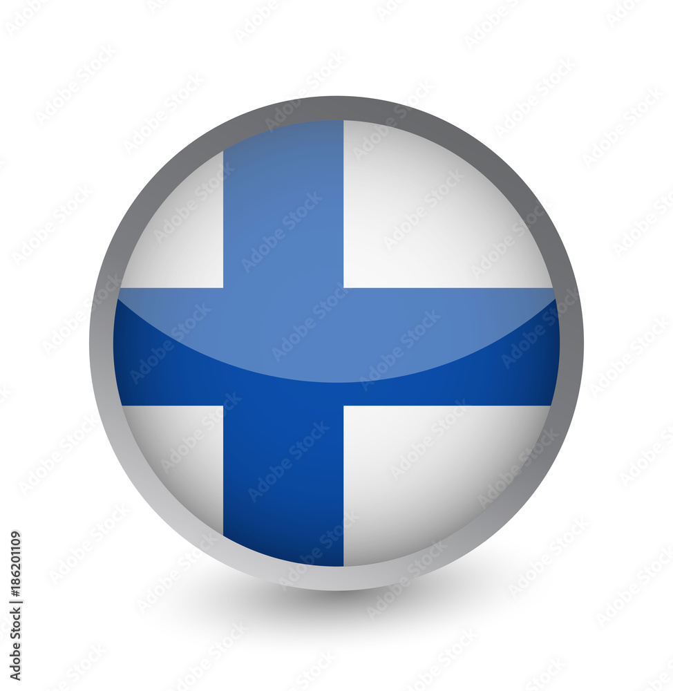 Finland Flag Round Glossy Icon Finland Flag Round Glossy Icon