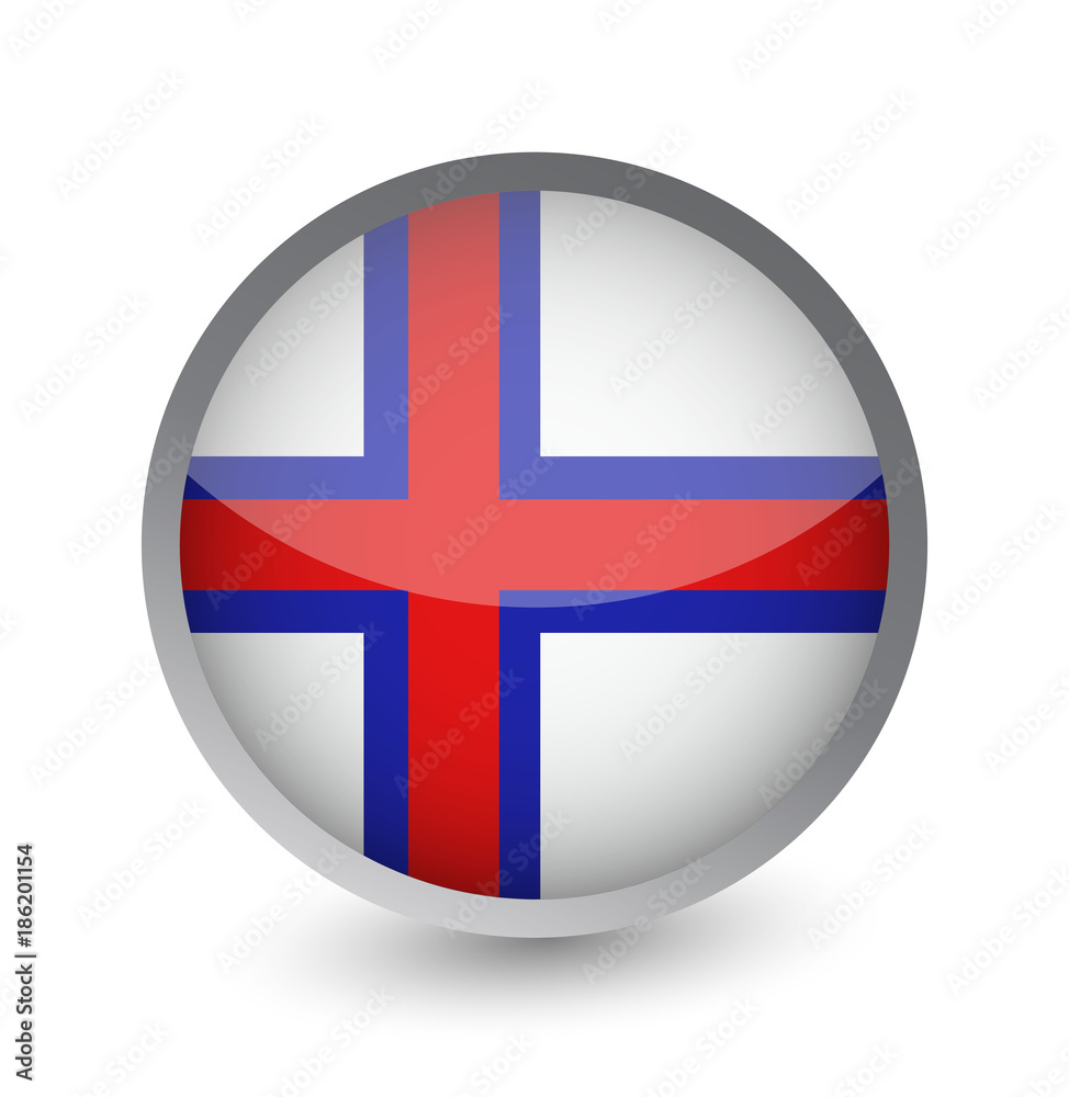 Faroe Islands Flag Round Glossy Icon Faroe Islands Flag Round Glossy Icon