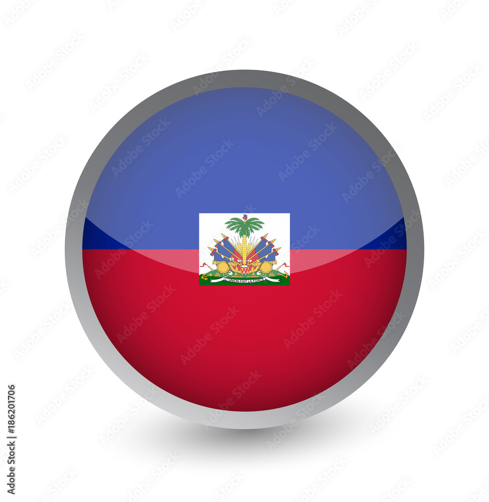 Naklejka premium Haiti Flag Round Glossy Icon