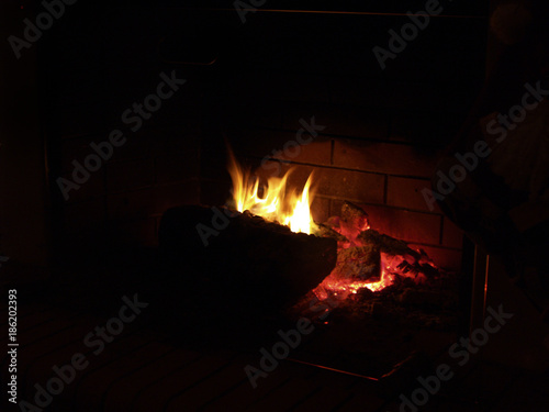 Fireplace with open fire