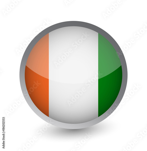 Ivory Coast Flag Round Glossy Icon