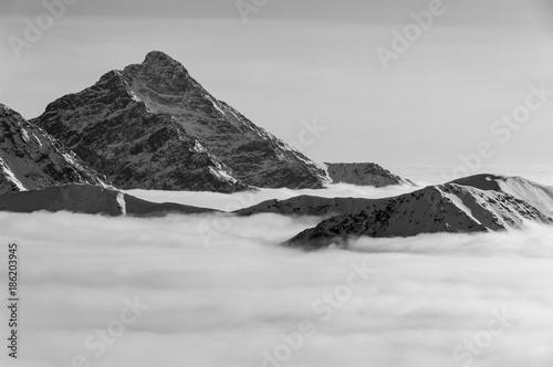 Krywan. Slovak High Tatras. Winter view during inversion.