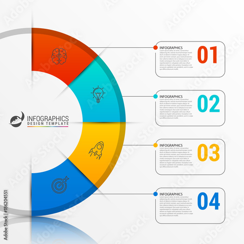 Infographic report template with 4 steps. Vector