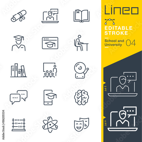 Lineo Editable Stroke - School and University line icons