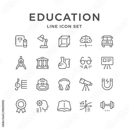 Set line icons of education