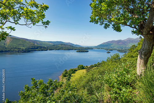 Leinwand Poster Derwentwater looking towards Keswick in the Lake District National Park, Cumbria