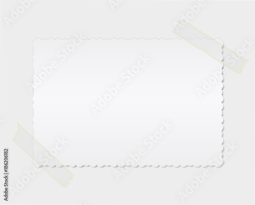 vector realistic photo with the ornament on the edge of the fixed transparent tape on the corners photo