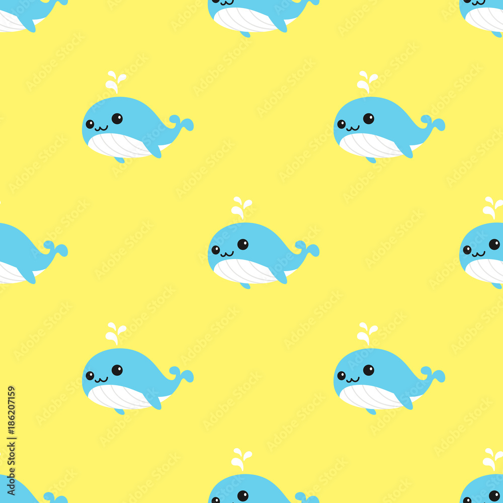 Whales Seamless Pattern vector dolphin shark ocean wallpaper background  cartoon yellow Stock Vector | Adobe Stock