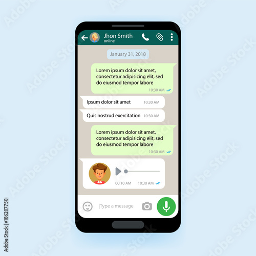 Mobile UI kit Chat app template messenger