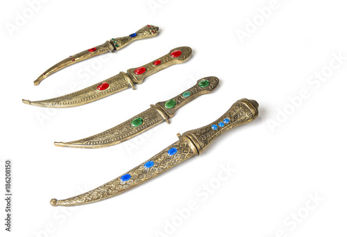 Vintage knife from ottoman empire in the white background