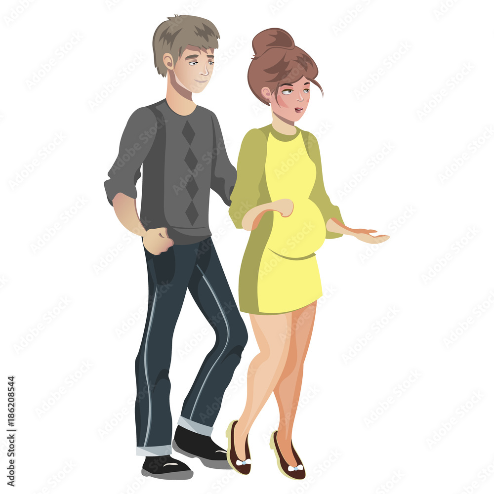 Obraz premium Pregnant wife and her husband together.
