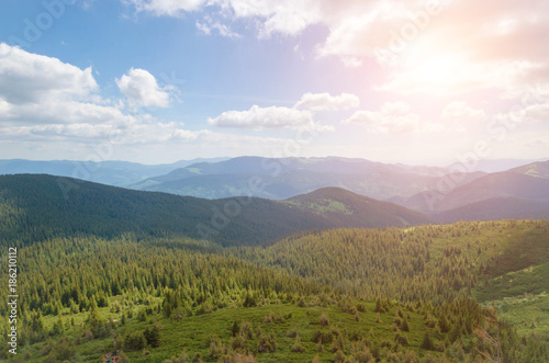 Majestic sunset in the mountains landscape.Carpathian  Ukraine.