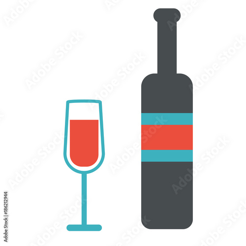 Wine and glass design set for menu in restaurant
