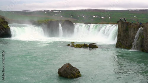 View of Godafoss or waterfalls of god is located in Bardardalur district of NorthCentral Iceland 4K UHD photo