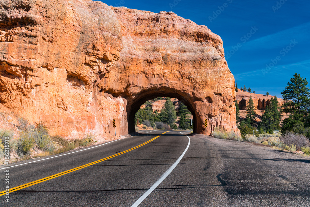 Red Canyon Tunnel along scenic route 12 in Utah Red Canyon Tunnel along scenic route 12 in Utah