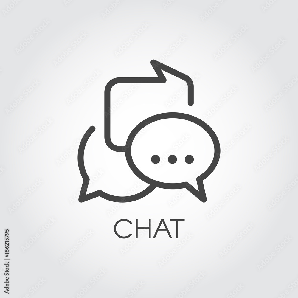Chatting icon in outline style. Dialog speech contour bubbles. Messages or conversation line pictograph. UI element Chatting icon in outline style. Dialog speech contour bubbles. Messages or conversation line pictograph. UI element