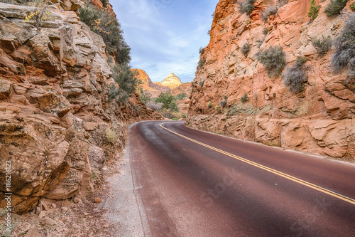 Winding Road Through Zion National Park, Utah