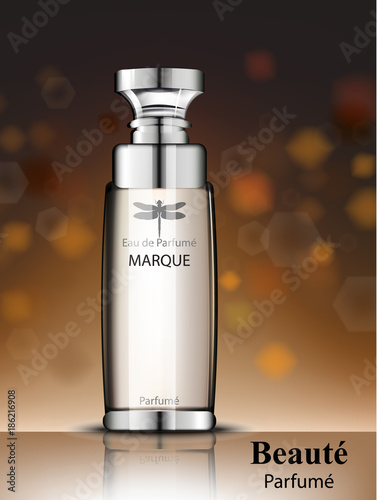 Women perfume bottle. Realistic Vector Product packaging designs mock up