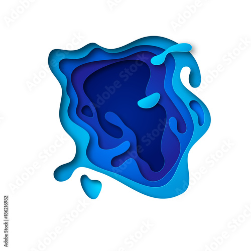 abstract background with blue paper cut shapes