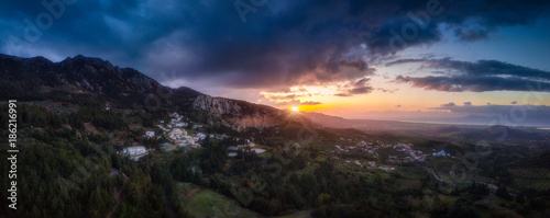 Zia Sunset Panorama, Kos island Greece.