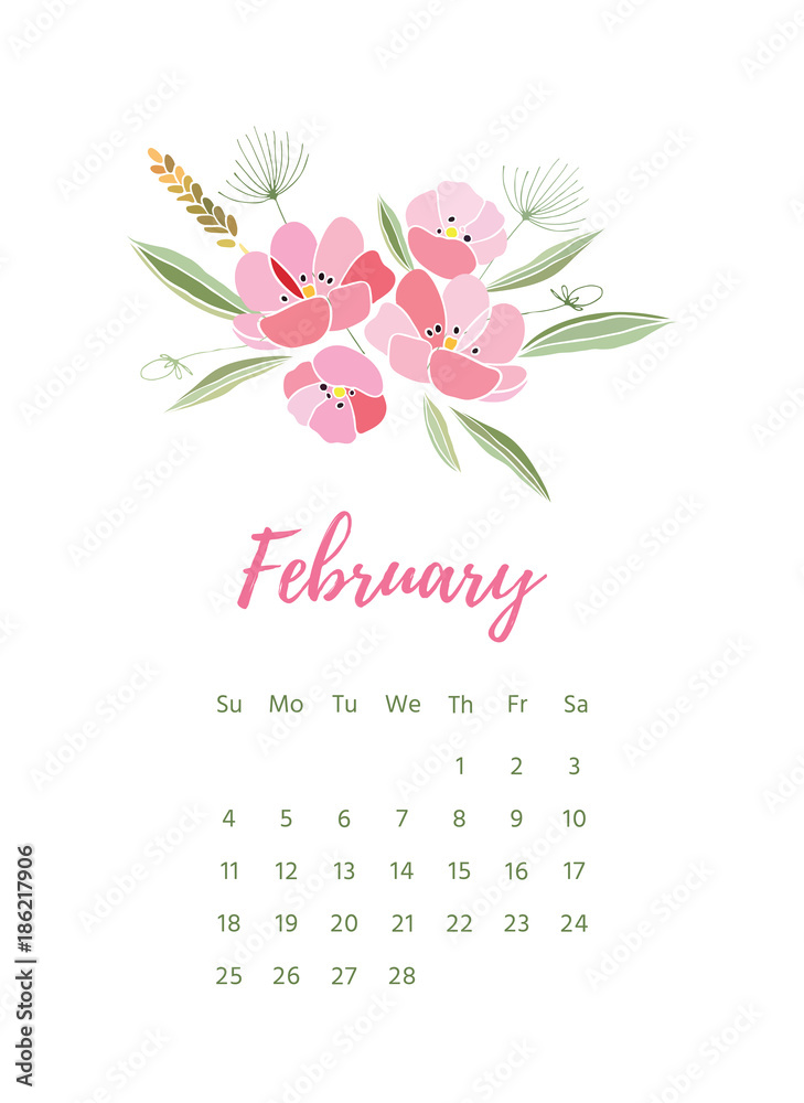 Printable 2018 Calendar with pretty colorful flowers Printable 2018 Calendar with pretty colorful flowers