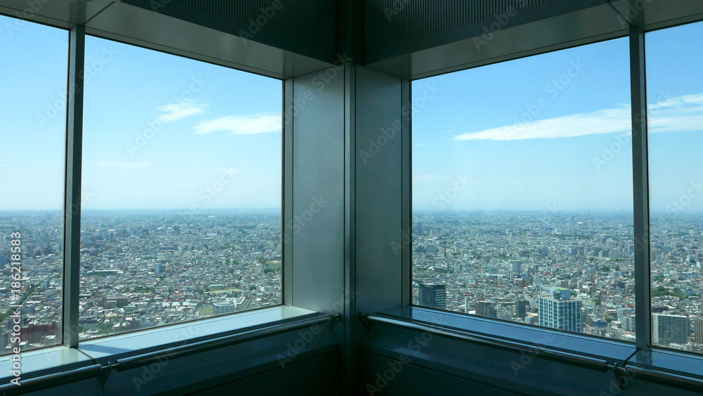 Fototapeta premium Commercial office and residential building from Japan sightseeing tower