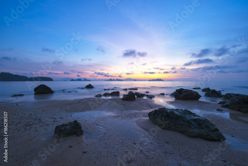 Beuatiful sky before sunrise at the beach