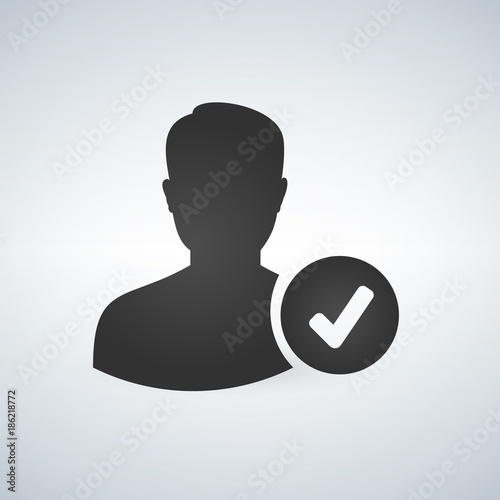 Valid User icon. Flat gray iconic symbol. Checkmark. photo