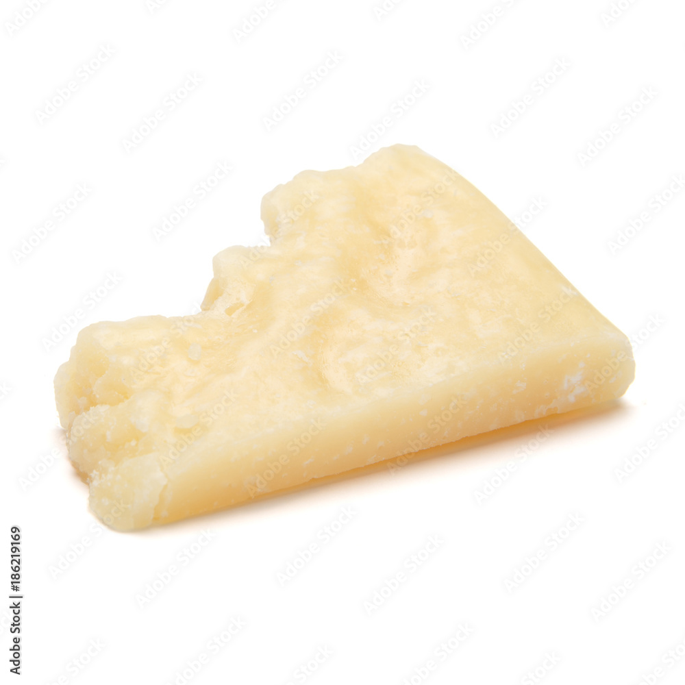 pieces of Parmesan cheese on white background