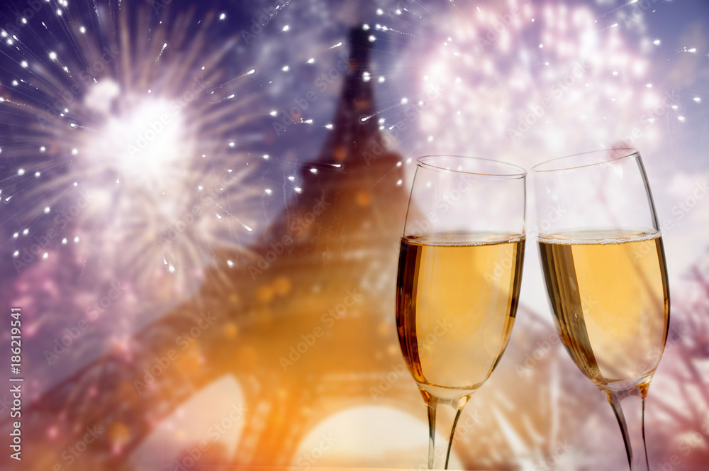 Champagne glasses on sparkling background Champagne glasses on sparkling background
