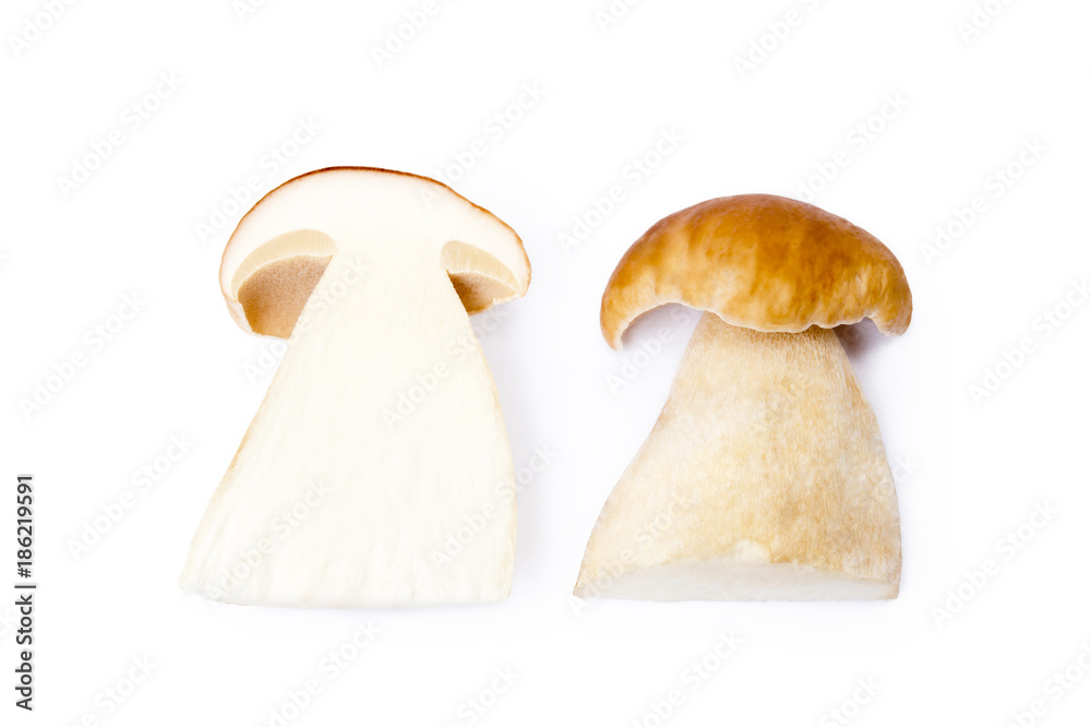 Fototapeta premium Fresh boletus mushrooms isolated on white background