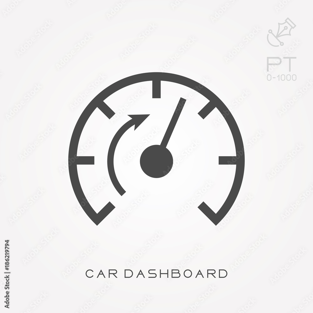 Silhouette icon car dashboard Silhouette icon car dashboard