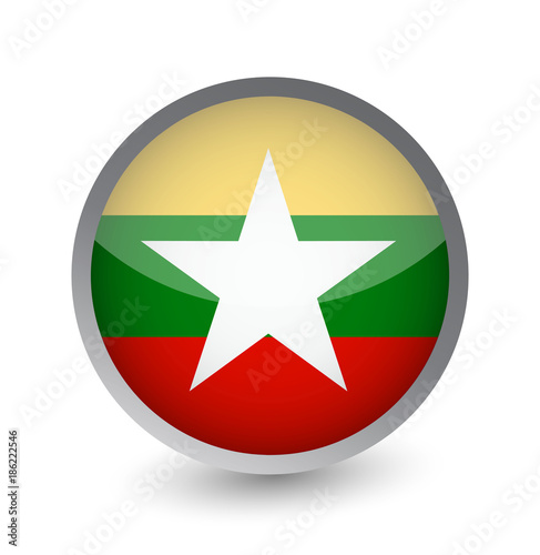 Myanmar Flag Round Glossy Icon
