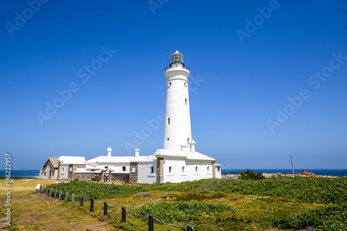 Stunning view of Seal Point Lighthouse in Cape St Francis,  Eastern Cape Province, South Africa. The lighthouse has been operational since 1878 and houses a museum.