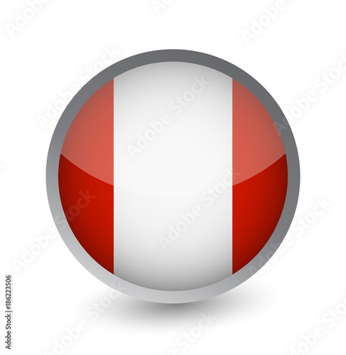 Peru Flag Round Glossy Icon
