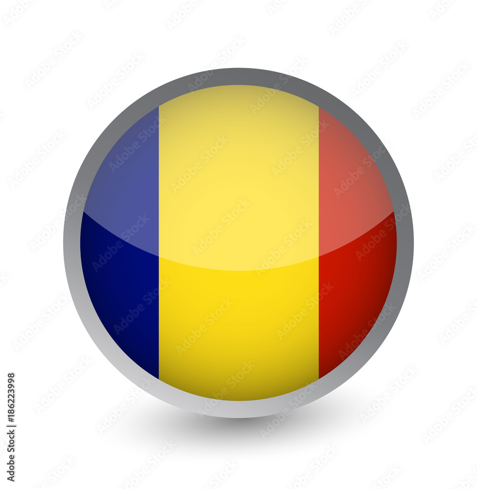 Romania Flag Round Glossy Icon