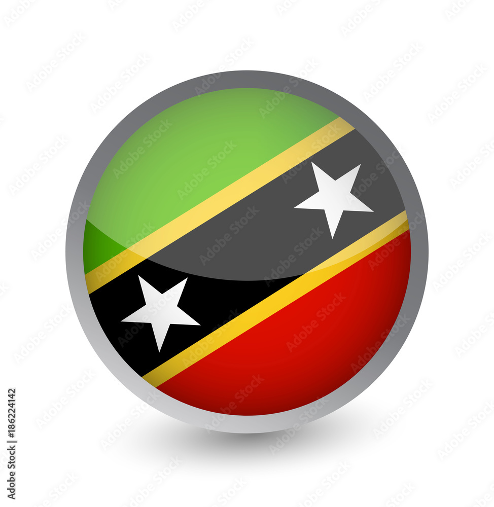 Saint Kitts and Nevis Flag Round Glossy Icon Saint Kitts and Nevis Flag Round Glossy Icon