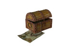 Treasure chest with treasure 3D rendering