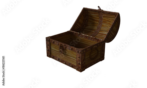 Treasure chest with treasure 3D rendering photo