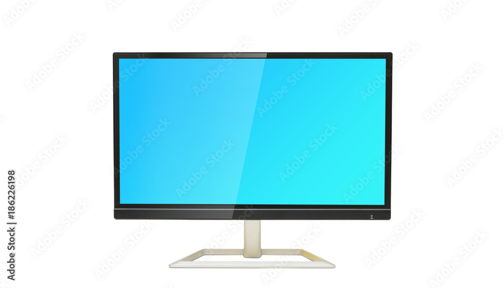 Digital Monitor Display on white background with blue screen
