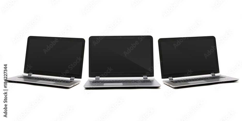 Three Different views Laptop white background