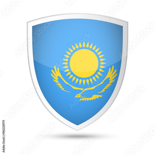 Kazakhstan Flag Vector Shield Icon