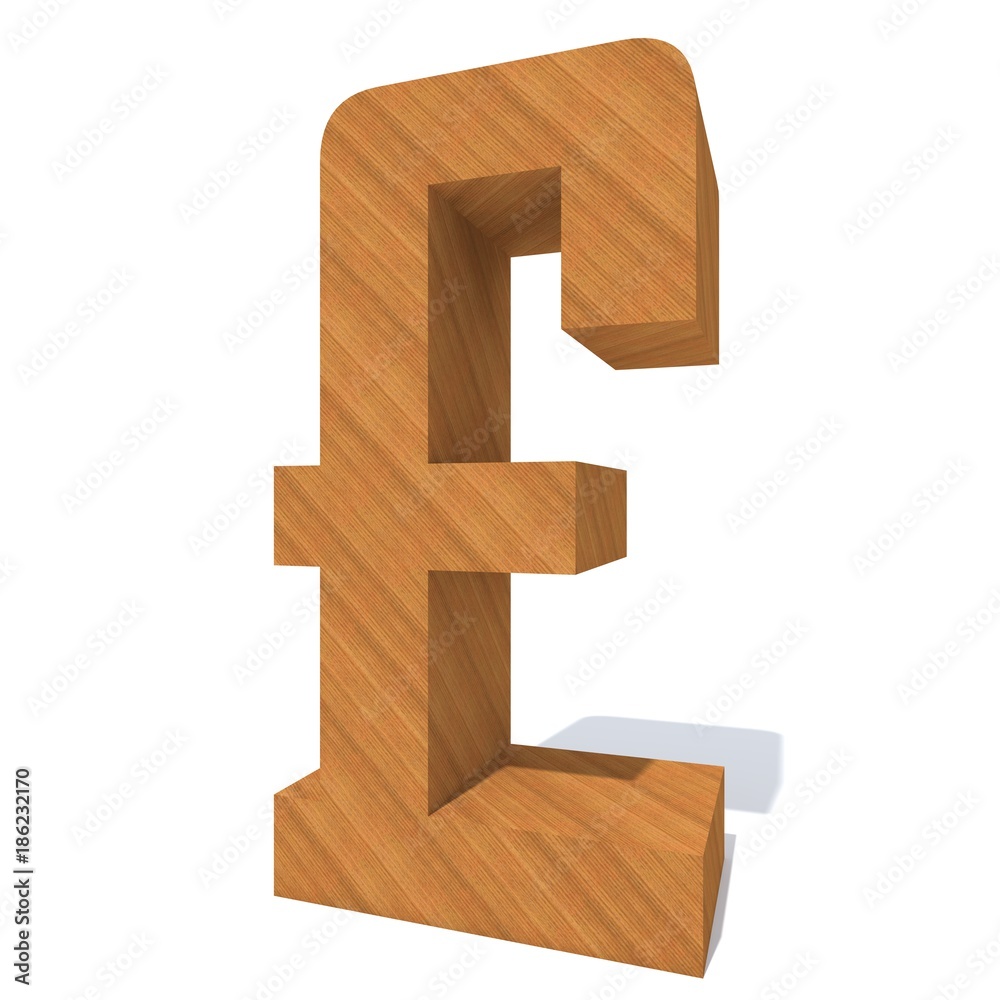 Obraz premium Conceptual wood or wooden brown font or type, timber or lumber industry piece isolated on white background. Educative hadwood material, smooth surface pine handmade sculpted object as 3D illustration