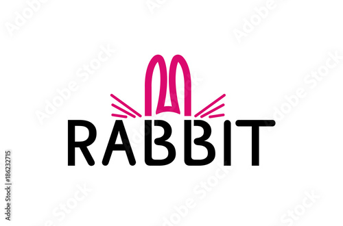 Rabbit Text Typography Logo Design Illustration