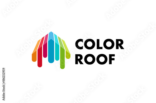 Creative Colorful Roof Logo Design Illustration