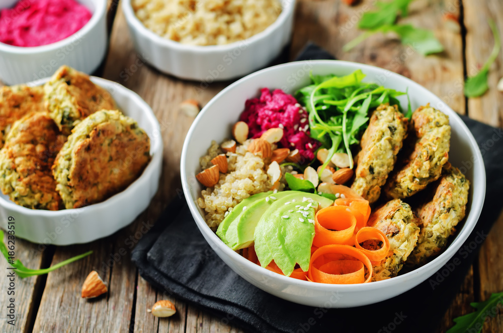 Quinoa Beet Hummus Falafel Bowl Quinoa Beet Hummus Falafel Bowl
