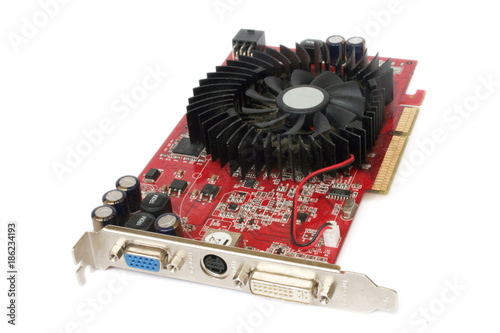Used computer graphics card at the white background