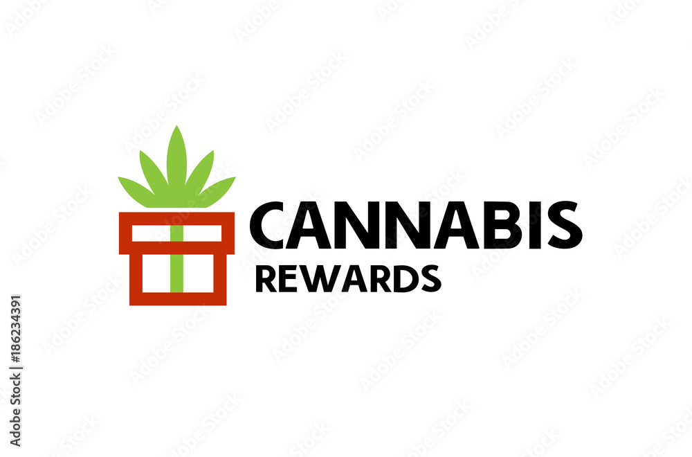 Creative Cannabis Gift Box Logo Symbol Design Illustration Creative Cannabis Gift Box Logo Symbol Design Illustration
