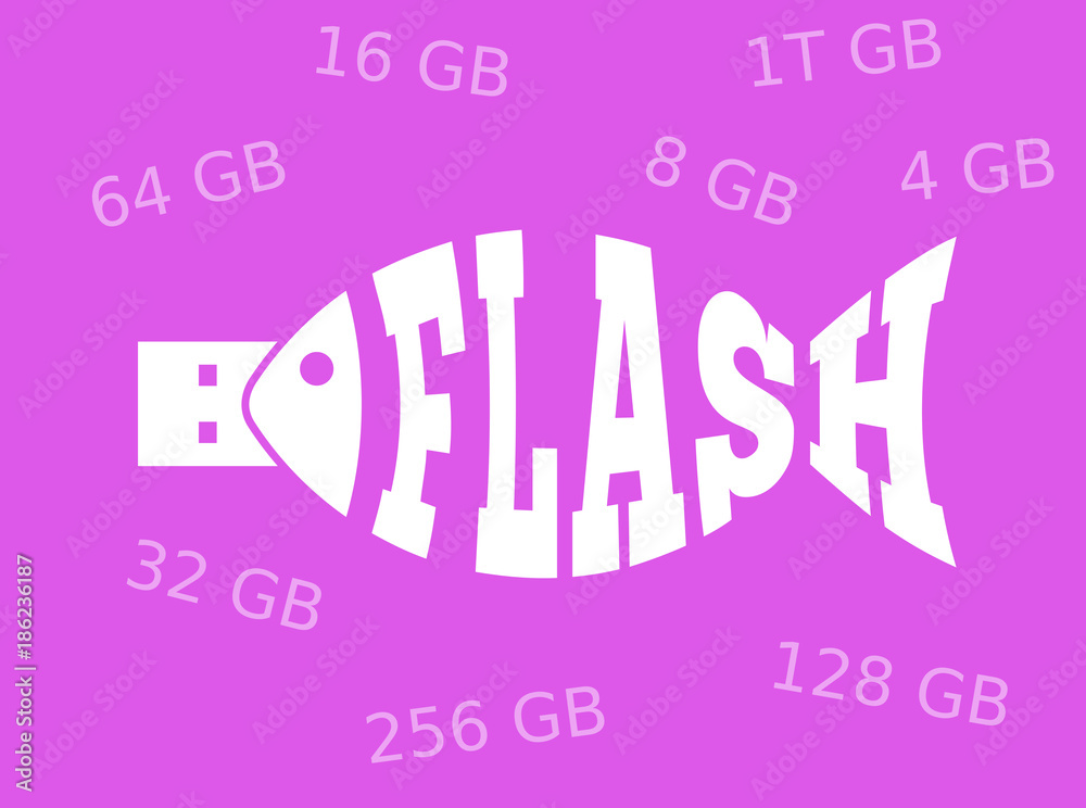 Fototapeta premium USB flash drive, abstract fish
