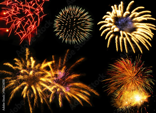 Colorful and vibrant fireworks